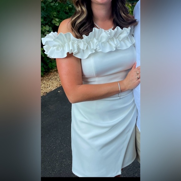 White Mini Ruffle Dress - Picture 2 of 6